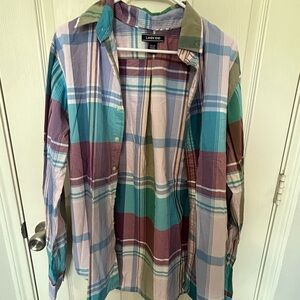 Lands' End Pastel Plaid Shirt